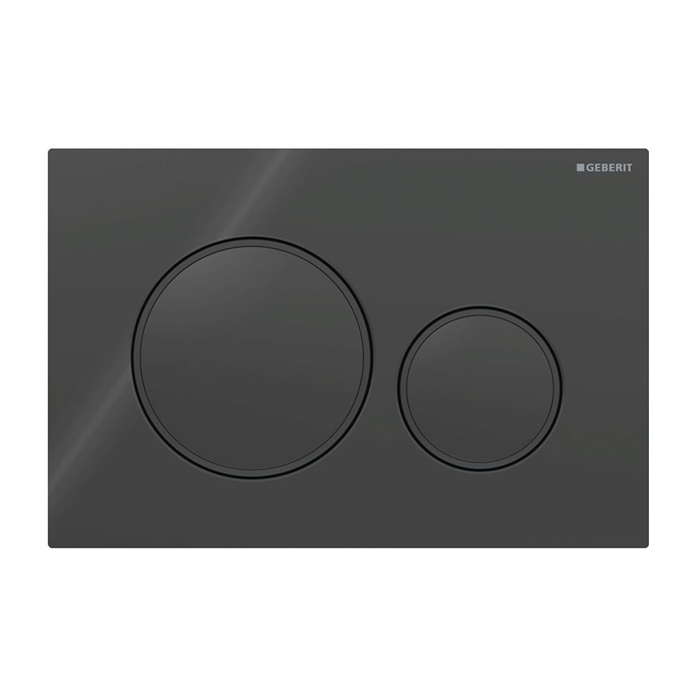 Cutout image of Geberit Sigma20 Round Black / Matt Black Dual Flush Plate